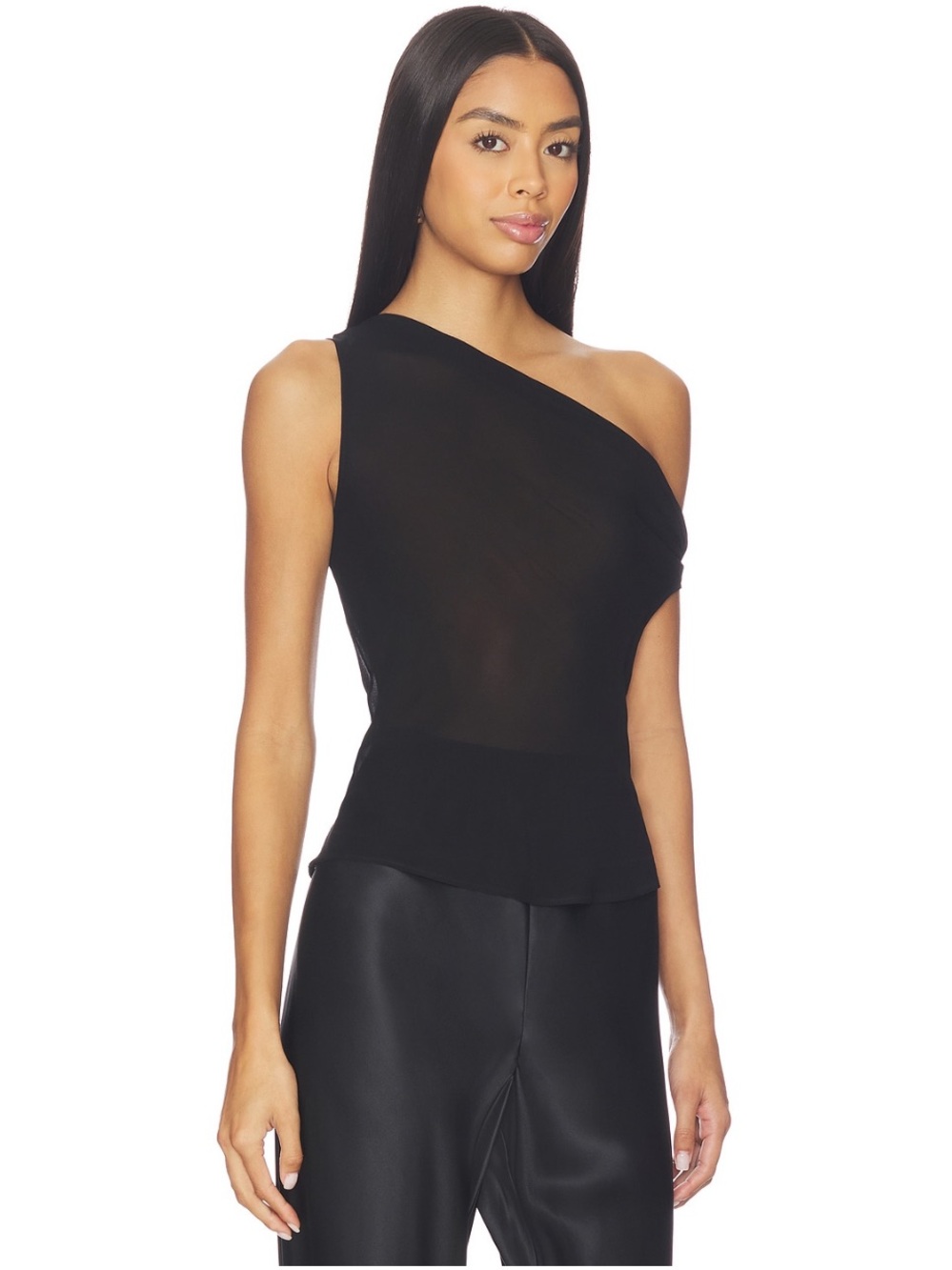 Enza Costa Off-Shoulder AIRY Sheer Black Camisole